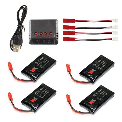 UUMART XK X250 RC Quadcopter Spare Parts 3.7V 780mAh 4 X Lipo Battery & 1 X Battery Charger