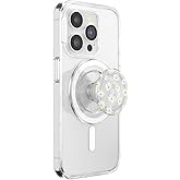 PopSockets Phone Grip for MagSafe with Kickstand, Magnetic Stand, Swappable Top, Secure Hold for iPhone MagSafe Cases, Phone & Tablet Grip, Cute PopSockets - Translucent He Loves Me Not