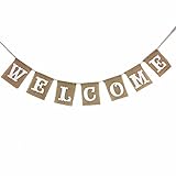 Vintage Rustic Burlap Welcome Banner Home Fireplace Decoration