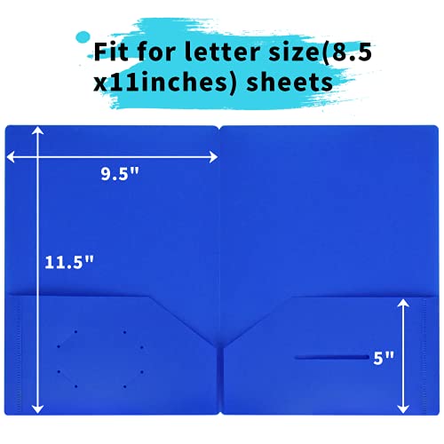 Umriox 2 Pocket Folder (Blue, 6 Packs), Paper Folders with Pockets