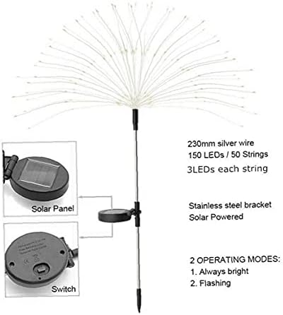 Novelty Lighting Backyard Firework Gentle Stake Gentle Photo voltaic Plug Lamp 150 LED Starburst Lights Decor for Outside Garden Valentines Day Type 1