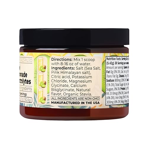 Santa Cruz Paleo Electrolyte Powder, Kiwi Lemonade Flavor, Sugar Free Hydration Drink Mix with Himalayan Pink Salt, Sea Salt, Magnesium Glycinate, Potassium Chloride, Sweetened with Stevia, 30 Srvgs