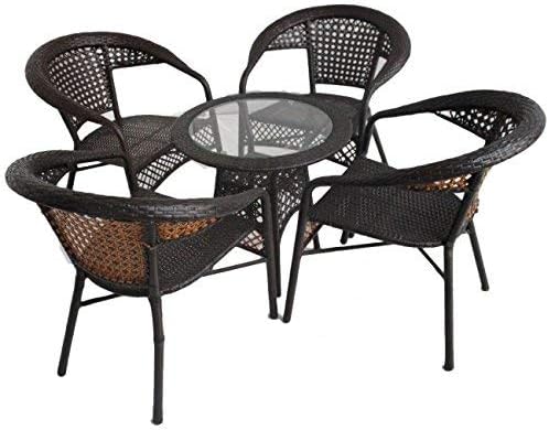 UNIQUE360 Wrought and Cast Iron Alenn 1+4 Seater Out Door Garden Set (Standard, Light Brown)