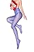 Women Sheer Crotchless Pantyhose Ultra Shiny High Waist Open Crotch Tights Silky Stockings 1pcs Blue