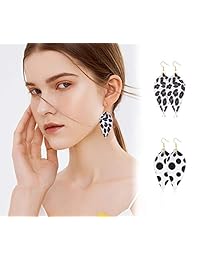 Hanpabum 12 pares de pendientes colgantes de piel de lágrima para mujeres y niñas, ligeros, estampados de leopardo
