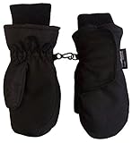 N'Ice Caps Kids Easy On Thinsulate Waterproof Velcro Wrap Mitten (8-10 Years, Black Solid)