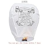 Taigiy Sky Lanterns Biodegradable-Flying Wish Lights (White) (10 Pcs)