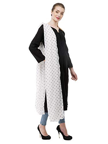 small polka on white print cotton 2.5 mtr. dupatta