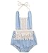 Baby Girl One-Piece Tassel Jean Romper Sleeveless Backless Halter Jumpsuit (12-18M, Blue)