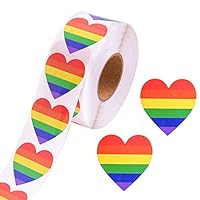 1100 Pieces Gay Pride Stickers, Love Rainbow Stickers Roll in Heart-Shaped, 6 Colors Stripes Heart Shaped Roll Tape