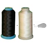 (2 spool) Item4ever Black & White V-92 T90 Bonded Nylon Sewing Thread for Outdoor, Leather. Upholstery