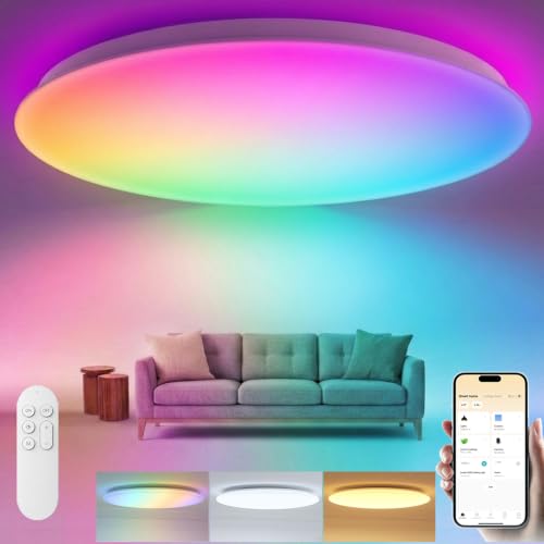 Yeelight Smart Ceiling Light 50 cm, 4500 LM 50 W Dimmable LED Ceiling Light with Separate RGB Light, Quick Assembly, 16 m DIY Colours, 2700 K - 6500 K, Compatible with Alexa & Google, App/Remote