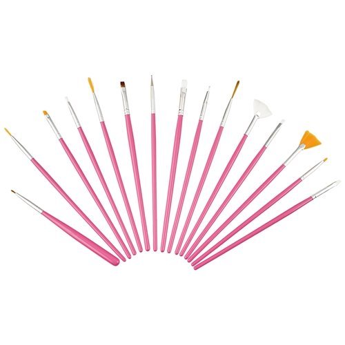 Leegoal 15pc Nail Art Design Dotting Brush Painting Pen Tool Set Pink Stick DIY Fit Tips