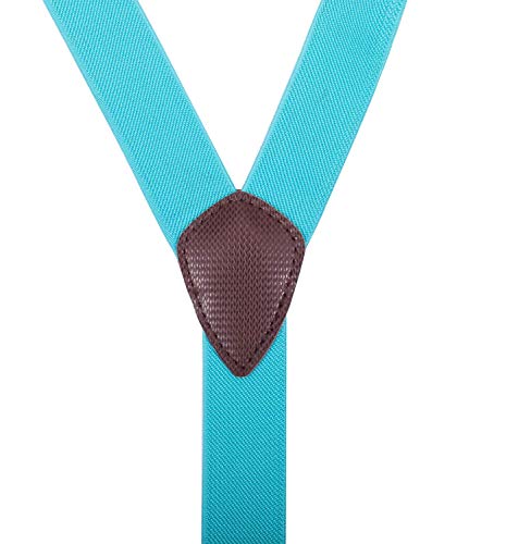 ORSKY Males' Bow Tie and Suspenders Set Adjustable Elastic 47" Teal