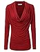 Doublju Soft Knit Cowl Neck Blouse Top for Women with Plus Size (Made in USA)