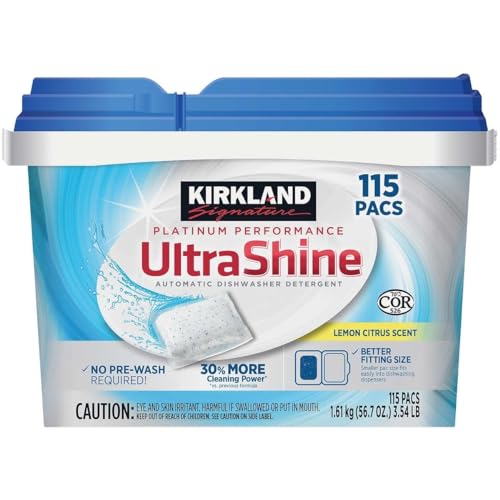 Kirkland Signature UltraShine - Detergente para lavaplatos, cítricos de limón, 115 unidades