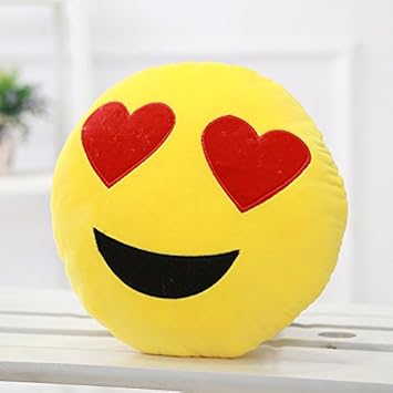 Tickles Yellow Whatsapp Sofa Smiley Emoticon Heart in the Eyes Love Cushion Stuffed Soft Plush Toy