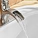 BWE Waterfall Bathroom Faucet Brushed Nickel Single Hole Single Handle Deck Mount Centerset Vanity Sink RV Antique Faucets with Water Supply Lines Commercial Toilet Trough Lavatory Basin Mixer Tap