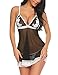 Oheetu Women Sexy Lingerie Lace Babydoll Convertible Bra Set Splicing Chemises