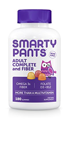 SmartyPants Adult Complete + Fiber Gummy Vitamins: Multivitamin, Vitamin D3, B12 (Methylcobalamin), Inulin Fiber, AND Omega 3 DHA / EPA Fish Oil, 180 count SmartyPants Adult Complete + Fiber Gummy Vitamins: Multivitamin, Vitamin D3, B12 (Methylcobalamin), Inulin Fiber, AND Omega 3 DHA / EPA Fish Oil, 180 count