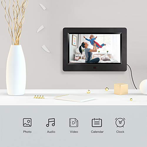 ARUNGO Digital Photo Frame Picture Frame 7 inch Digital Frame Video Music Player Support USB SD Slideshow with Remote Controller Gift Package