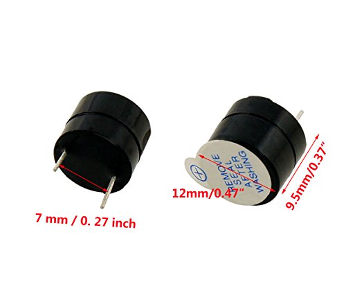 YXQ 20Pcs Mirco Alarm Buzzer DC 5V 12 mm Dia 2 Terminals Electronic Continuous Sound Buzzer Beep Tracker for Arduino - Thumbnail 2