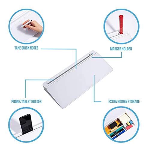 Garood Desktop Dry Erase Board with Storage and iPad/Phone Holder Glass