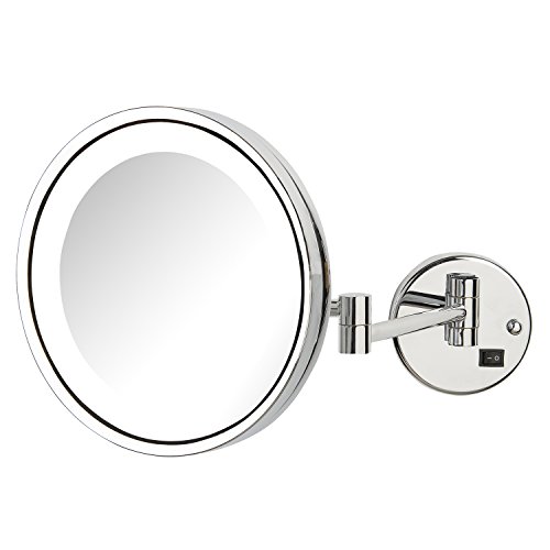 Jerdon HL1016CLD LED Lighted 9.5" Wall Mirror, Chrome Finish, Direct