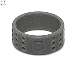QALO Men's Smoke Grey Perforated Silicone Ring, Size 13
