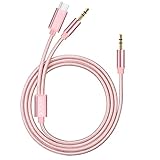 Moto Z Type-c Car Aux Cable, UNOOE Tangle-Free 2× 3.5mm Headphone Jack Adapter Stereo Audio Auxiliary Cord Compatible with ALL Android Phone & Motorola Moto Z Series, LeEco Le 2/Max 2 and More (Rose)