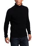 Alex Stevens Men's Ribbed Turtleneck, Black Tie, Large