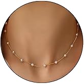 Gold Pearl Necklace for Women Cute Thin Chain Pearl Necklace Simple Gold Pearl Necklace Everyday Minimalist Jewelry