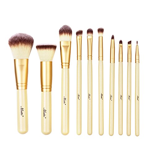 Matto Makeup Brushes Professional 10-Piece Golden Makeup Brush Set with Brush Holder