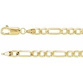 Sonia Jewels Solid 14k Yellow Gold 4mm Figaro Chain Necklace 16"