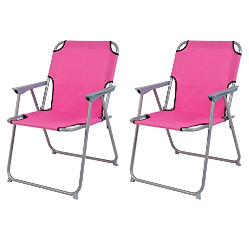 2 Stück Campingstuhl Faltstuhl Stoff Oxfort Pink Klappstuhl Anglerstuhl Regiestuhl Angelstuhl Metall B 53 x T 46 x H 74…