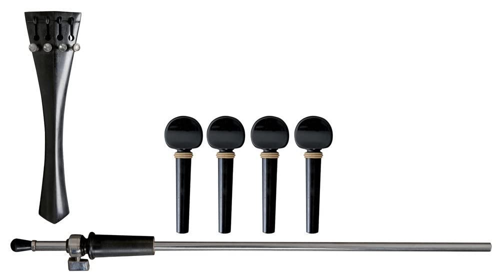 GEWA cello set, accessories set, spare parts set, tailpiece, cello spine with ebony pear, 4 pegs, ebony 4/4