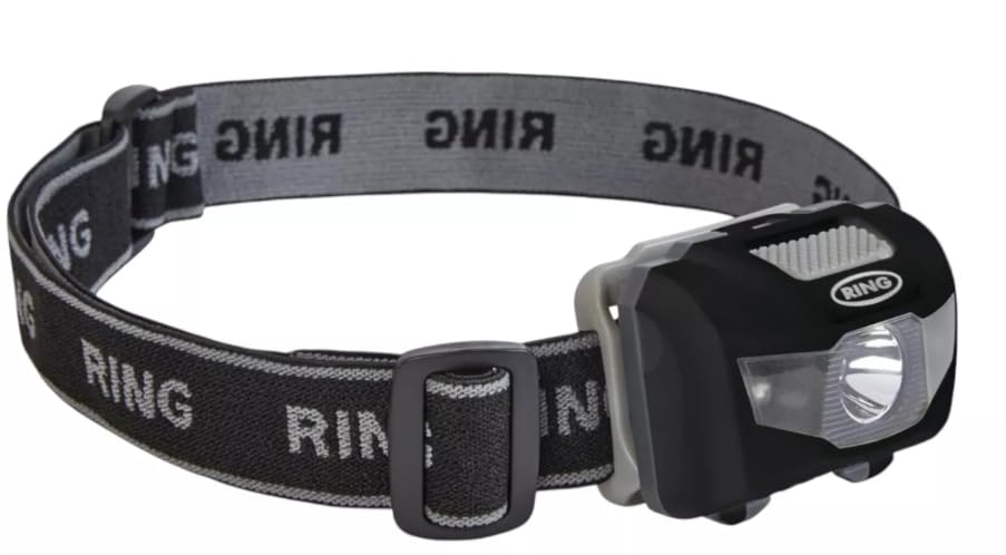 RING LED Head Torch With 50 Lumen Light Output: Adjustable Straps & Torch For Focus & Comfort, Batteries Included