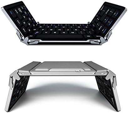 LEVREA Foldable Bluetooth Keyboard Portable Bluetooth Keyboard Mini Aluminum Alloy Wireless Rechargeable Keyboard for iOS iPad, iPhone, Android, Windows, Laptops and Smartphones
