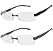 Success Eyewear Reading Glasses Set of 2 Rimless Ultra Lightweight Comfort Glasses for Reading for Men and Women Set of Black and Grey Matte 1.75