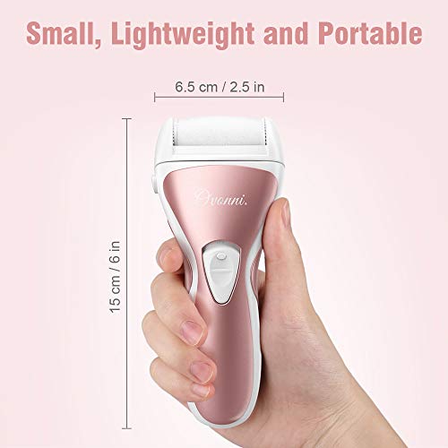 Ovonni Electric Callus Remover, Professional Powerful Rechargeable Foot File for Feet, Portable Cordless Waterproof Callus Shaver with 3 Roller Heads for Dead Hard & Cracked Dry Skin (Gold) - Thumbnail 6