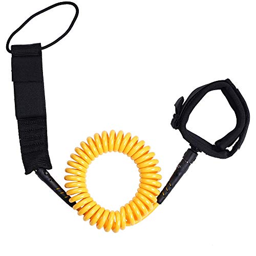 Neolife Coiled Premium Surfboard Leash,Stand Up Paddle Board Leash Ankle Strap Leg Rope with Double Stainless Steel Swivels for Longboard Snowboard Sup Leashes(8Ft Yellow