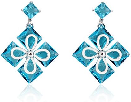 Adeser Jewelry Girls Water Blue Diamond Best Friend Studs Wedding White Gold Womens Stud Earrings