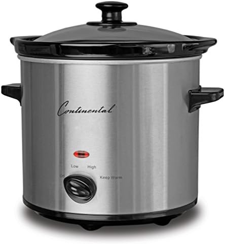 Continental Electric CP43729 Slow Cooker, 2 Quart, Silver