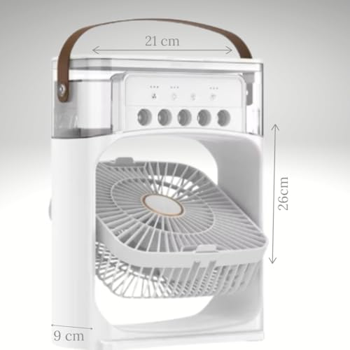 Mini Climatizador e Umidificador Portátil USB 3 em 1 | Ventilador de Mesa Pessoal Silencioso com Luz Noturna LED para Casa, Escritório e Viagem