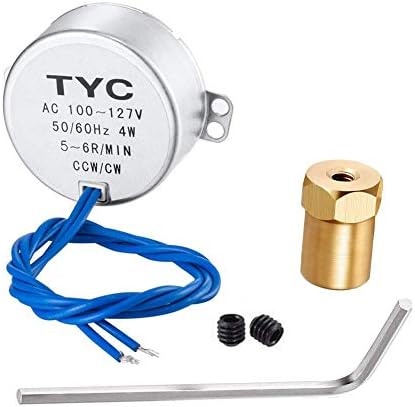 Electric Synchron Motor with 7mm Flexible Coupling Connector, Turntable Motor 100-127 VAC 50/60 Hz 4W MIN CCW/CW Direction for Cup Turner, Cuptisserie, Tumbler Cup Rotator, Drying the epoxy, Rod Dryer