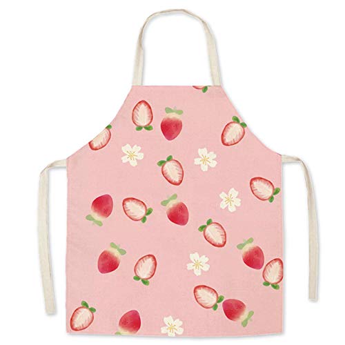 Eyands Strawberry Child Apron for Cooking Baking - Cute Pattern Linen Kitchen Apron for Kids, Cooking Painting Gardening Apron