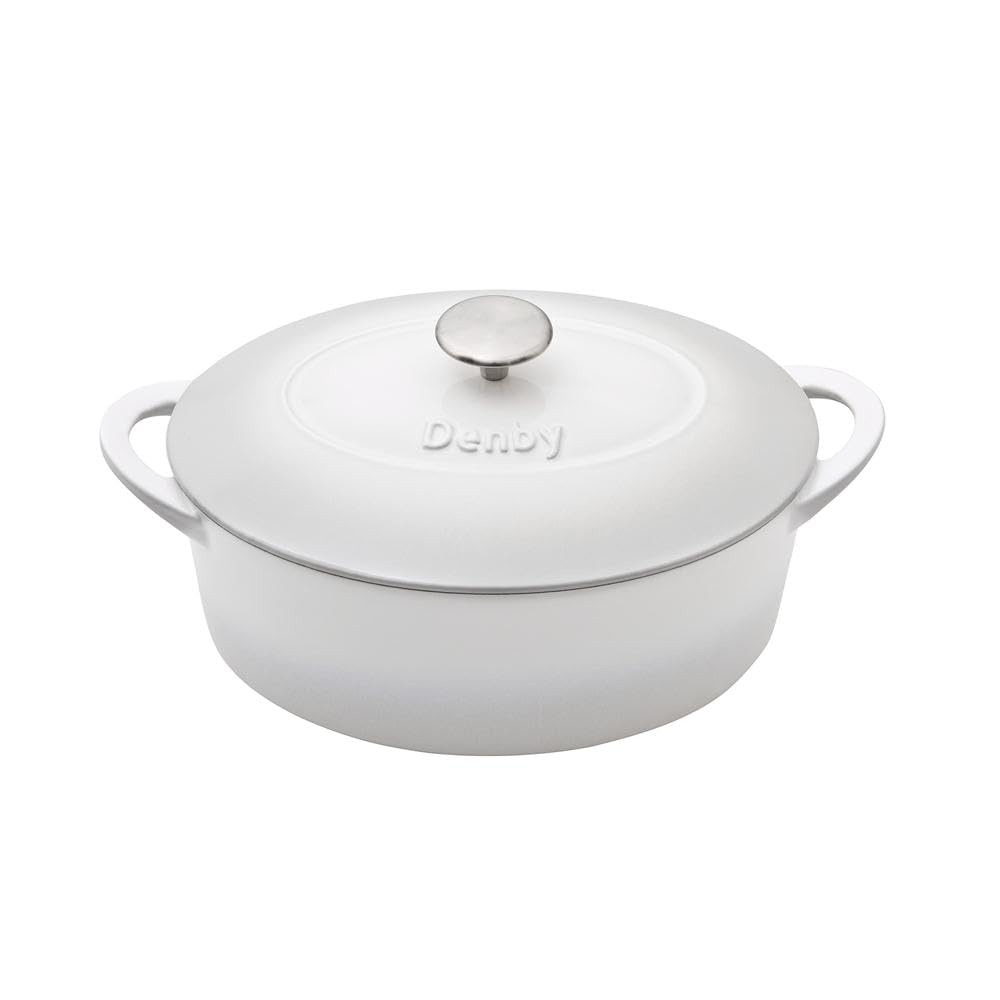 Denby Natural Canvas Cast Iron 4.2L Oval Casserole, Medium, White