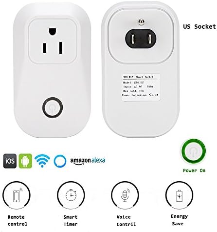 Sonoff S20 Smart Plug Autoday Wireless Wifi Outlet Timer Energy Save Work with Alexa Remote Control from Anytime and Anywhere (US Socket, ship From US)