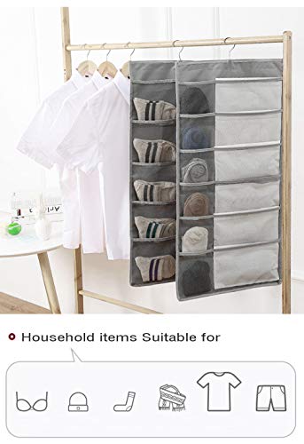 AARainbow Dual-Sided Hanging Closet Organizer with Pocket for Underwear Stocking Toiletries Accessories Bra Dresser Panty Socks Drawers Home Basics 15.7 in31.5 in(1Gray+1B-Gray+1Beige+1B-Beige)