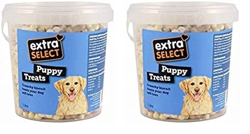 Extra Select Puppy Bones Dog Treat Biscuits in a 1ltr Bucket (approx 340 biscuits) (Pack of 2)